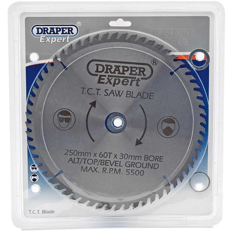 Draper Circular TCT Saw Blade 250mm x 30mm 25mm 20mm 16mm x 60T 60 Tooth 09488