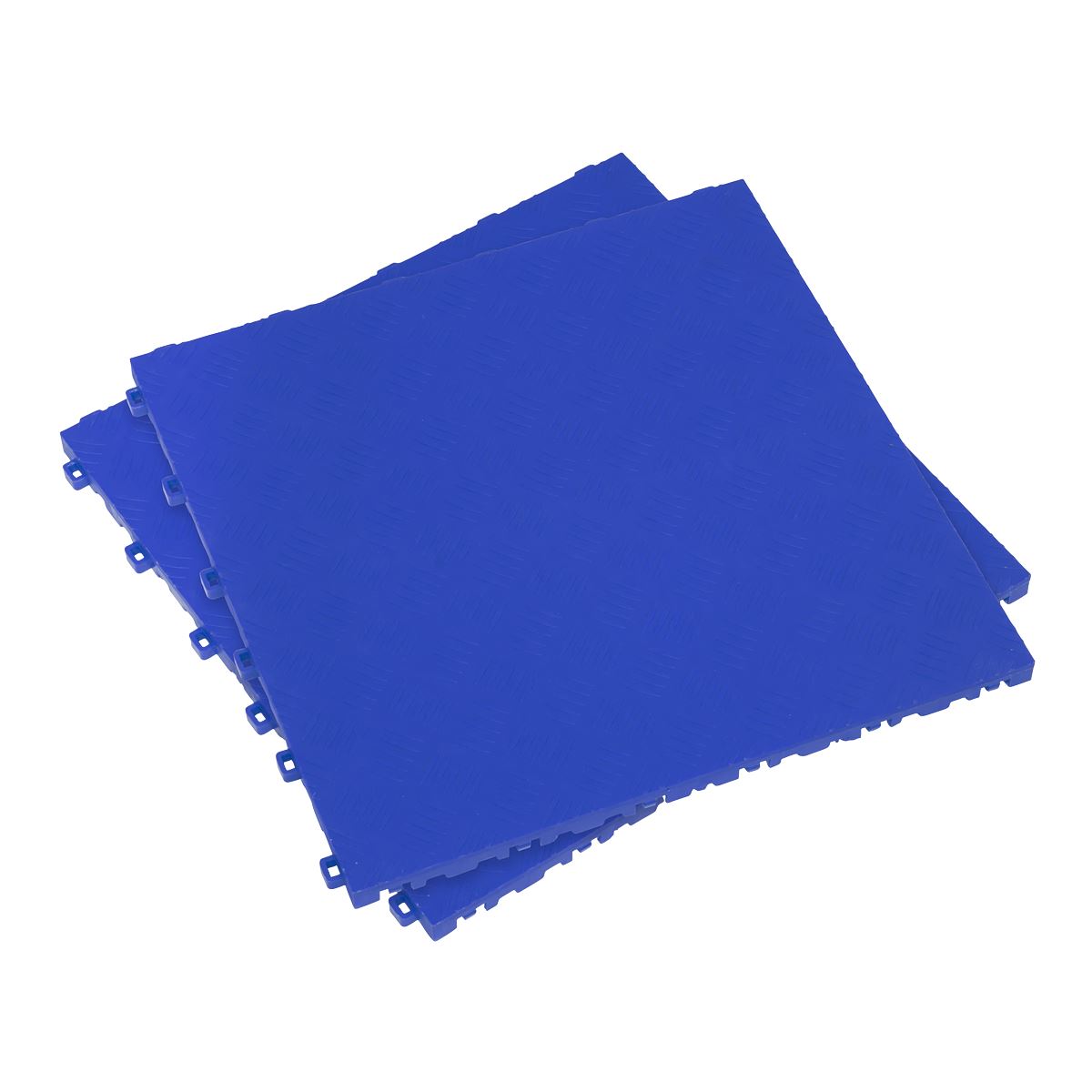 Sealey Polypropylene Floor Tile - Blue Treadplate 400x400mm Pk of 9 FT3BL