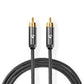 Nedis 5m Subwoofer Cable RCA Male to RCA Male Gun Metal Grey Braided Cable - CATB24100GY50