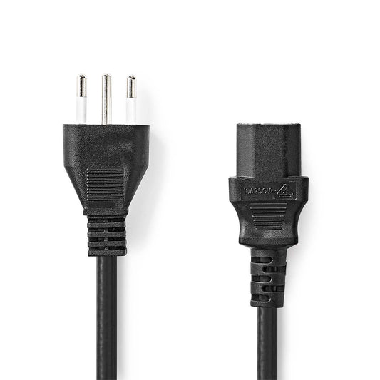 Nedis Power Cable Italy Male IEC-320-C13 Straight Straight Nickel Plated 2m