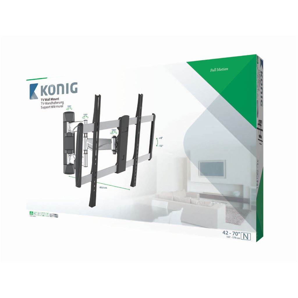 Konig TV wall mount/bracket full motion 42-70"/107-178 cm 35 kg/77 lbs
