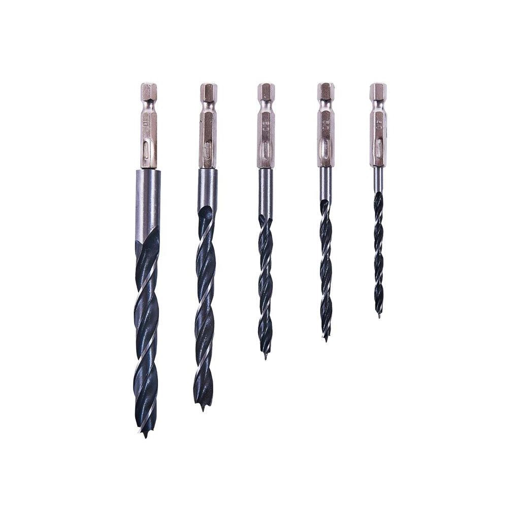 Amtech 5 Piece 1/4" Hex Shank 5 Piece Wood Drill Bit Set 4mm/5mm/6mm/8mm/10mm - F1735