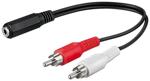 Goobay 3.5mm 2x RCA adapter cable black 0.2m 3.5mm female to 2x RCA male