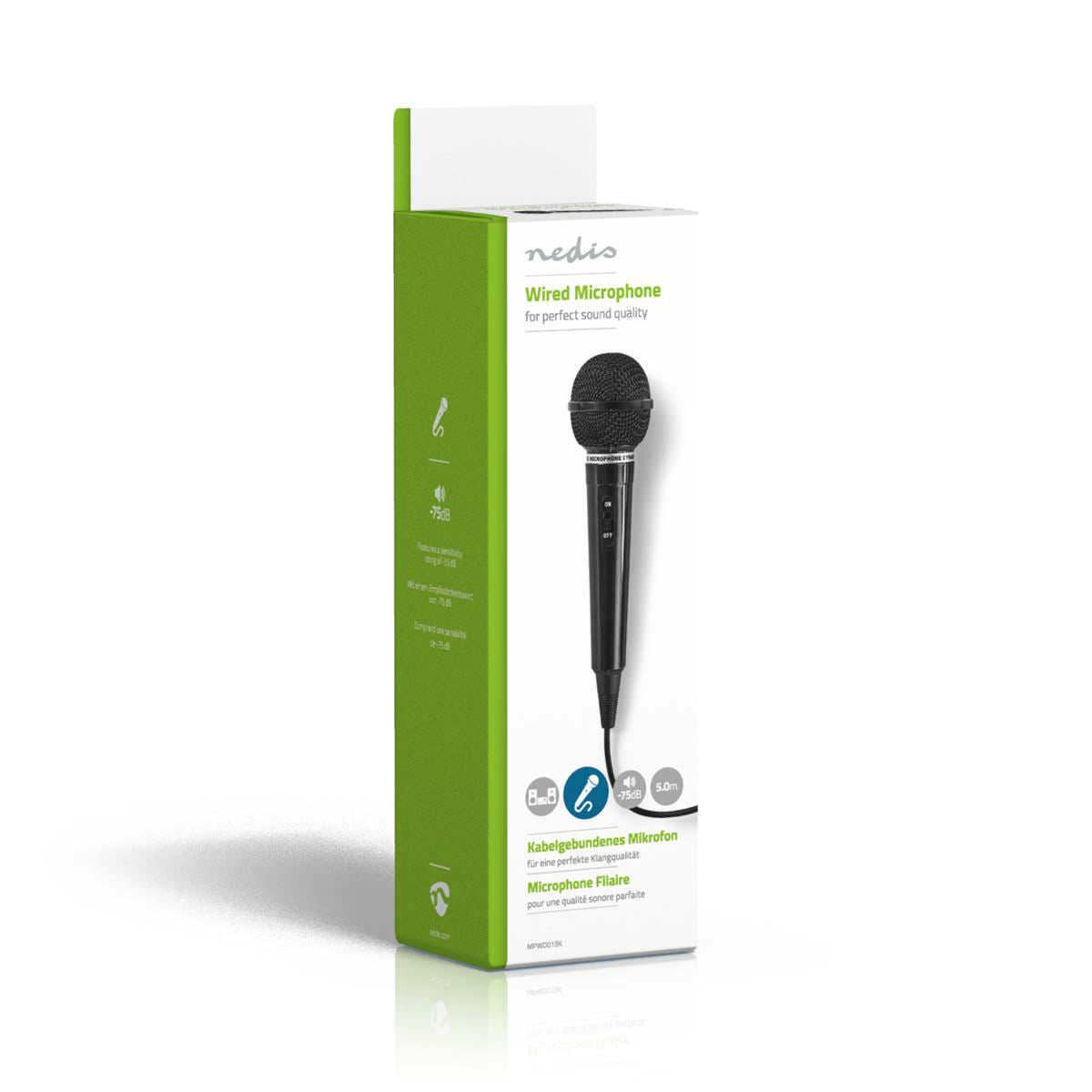 Nedis Wired Microphone -75dB +/-3dB Sensitivity 80 Hz to 12 kHz 5.0 m MPWD01BK