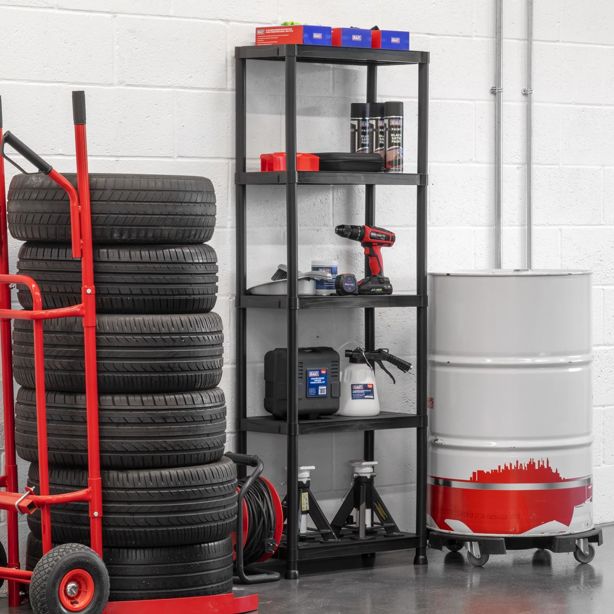 Sealey Plastic Racking Unit with 5 Shelves 25kg Capacity Per Level APPR5