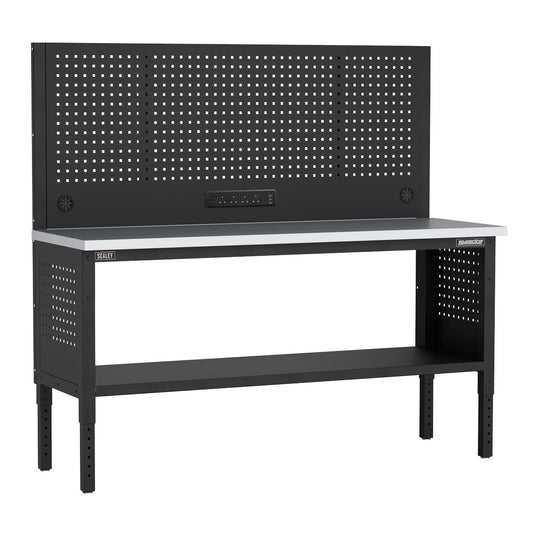 Sealey Modular Workbench with Pegboard Back Panel Stainless Steel Worktop 1830mm