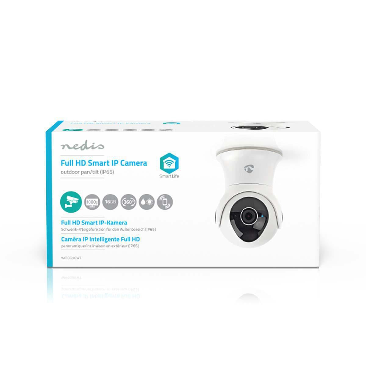 Nedis WiFi Smart IP Camera Pan/Tilt Full HD 1080p Outdoor Waterproof WIFICO20CWT