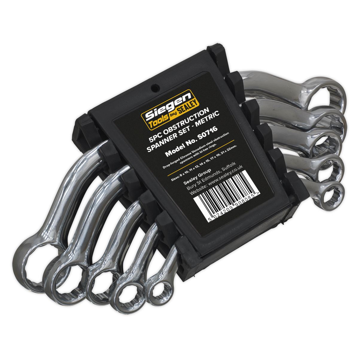 Sealey Obstruction Spanner Set 5pc Metric S0716