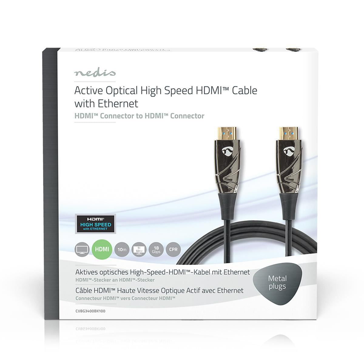 Nedis High Speed HDMI Cable with Ethernet AOC to HDMI Connector 10m - CVBG3400BK100