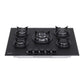 Baridi 70cm Gas Hob Matt Black with 5 Burners Cast Iron Supports & Auto Ignition