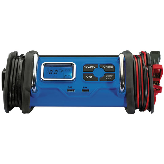 Draper 70548 16A 12V/24V BATTERY CHARGER LCD screen polarity protection