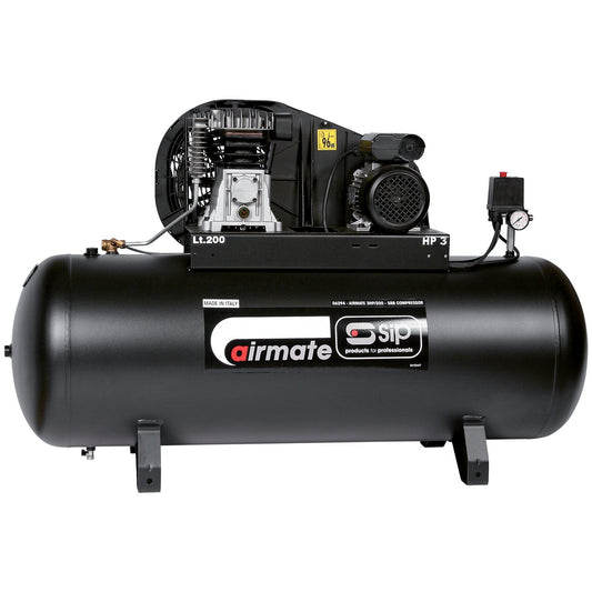 SIP Industrial 3HP/200-SRB 200ltr Belt Drive Compressor