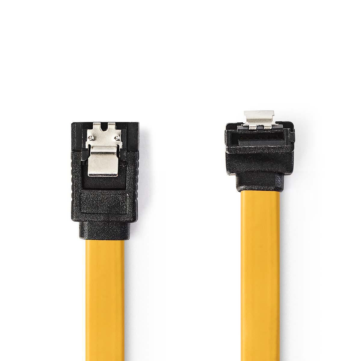 Nedis SATA 6Gb/s Data Cable SATA 7-pin Female with Lock to SATA 7-pin Female 90° Angled with Lock 1m Yellow - CCGP73255YE10