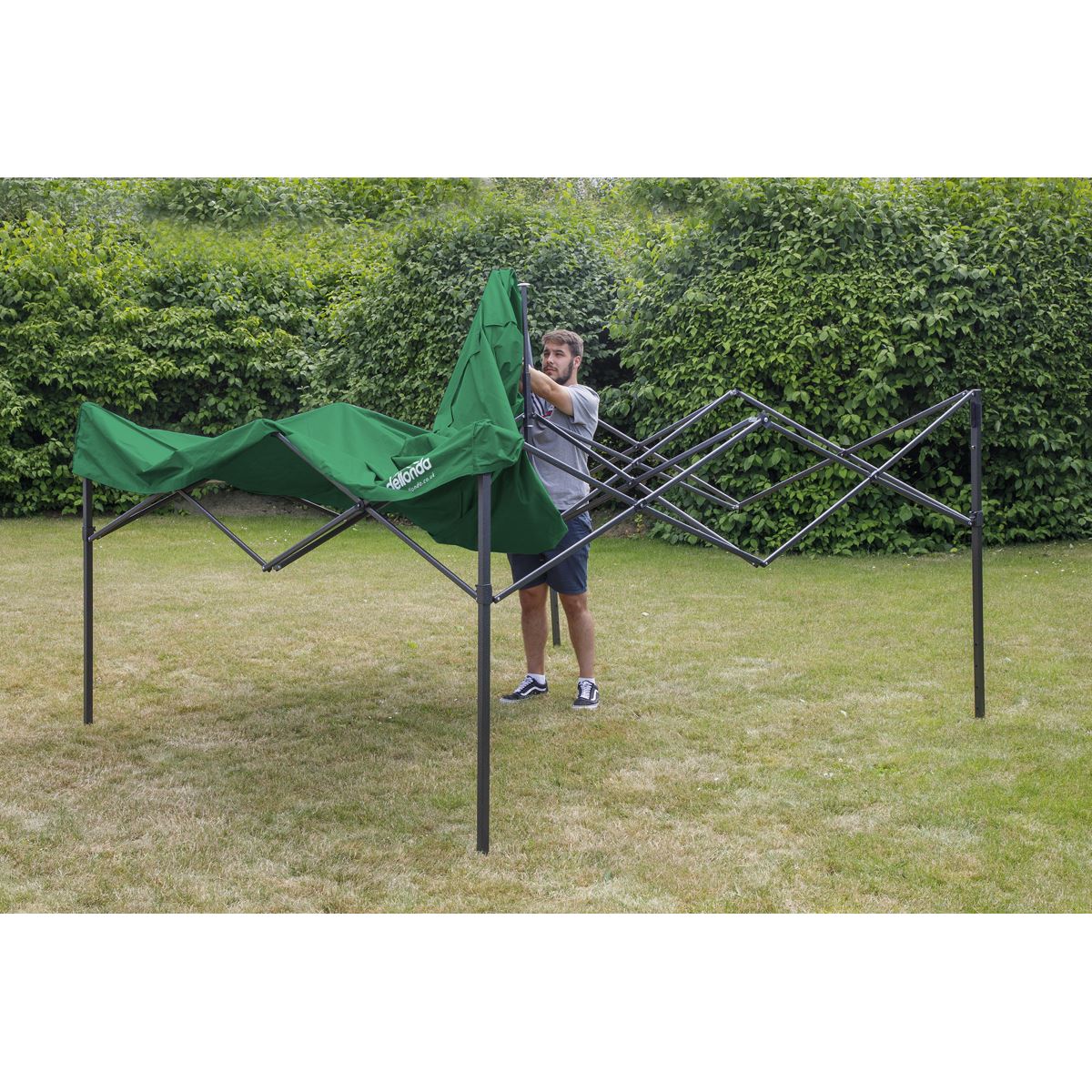Sealey Dellonda Premium 2x2m Pop-Up Gazebo, Heavy Duty, PVC Coated, Water Resistant Fabric, Supplied with Carry Bag, Rope, Stakes & Weight Bags - Dark Green Canopy DG128
