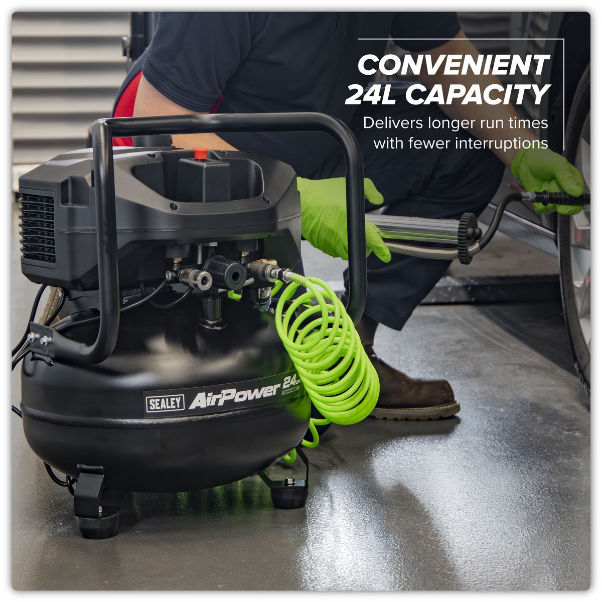Sealey 24L Oil Free Belt Drive Vertical Compressor 2hp SAC24V