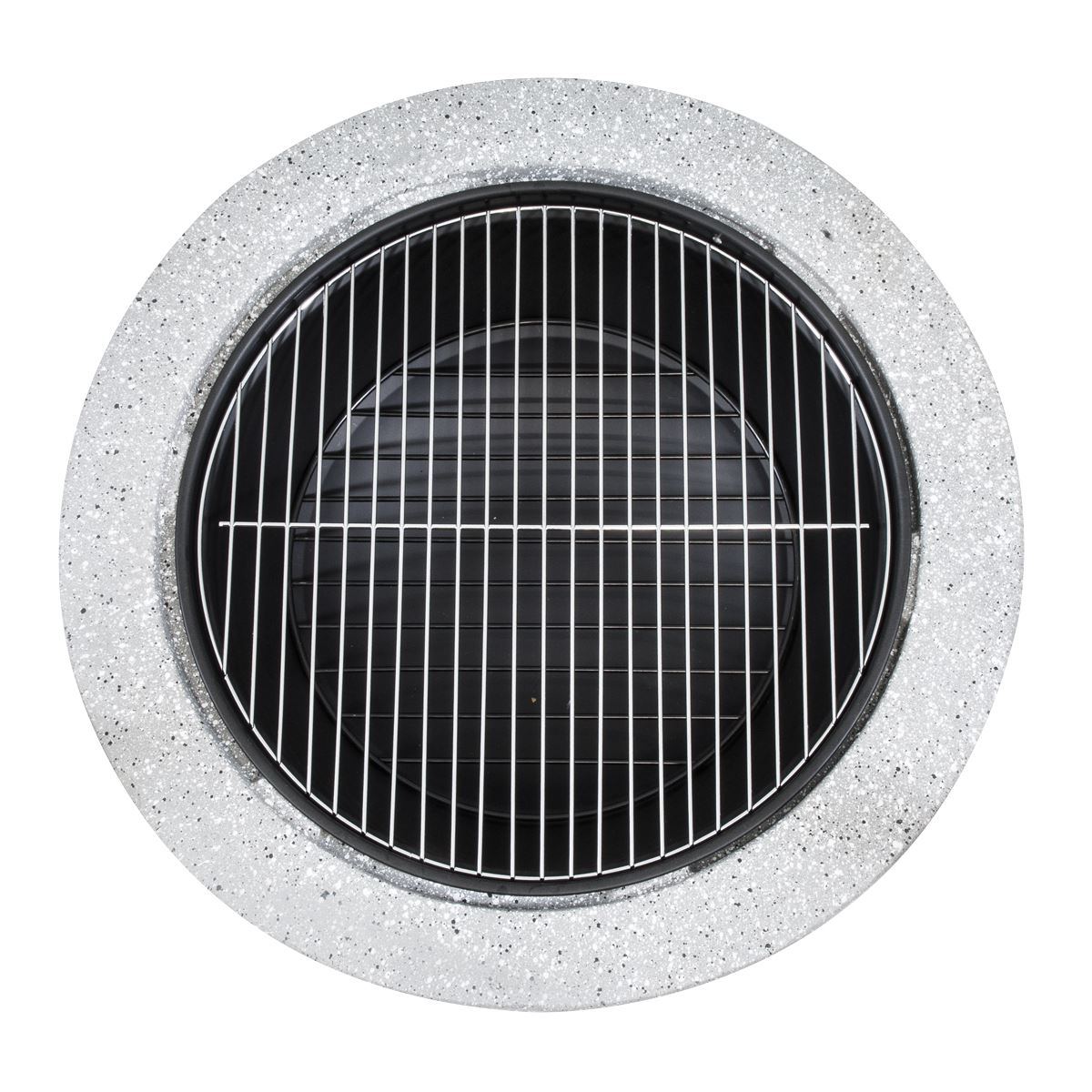 Dellonda Round MgO Fire Pit with BBQ Grill, 60cm, Safety Mesh Screen Light Grey