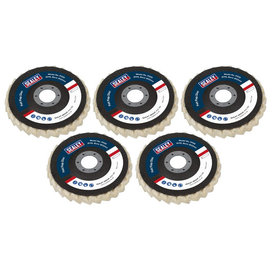 Sealey Felt Flap Disc 115mm 22mm Bore - Pack of 5 FFD5