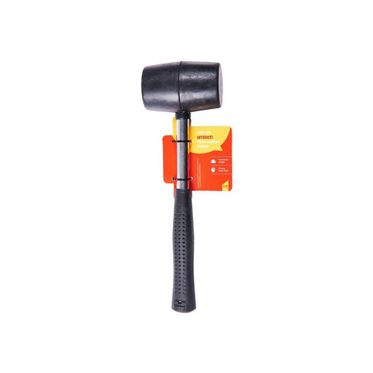 Amtech Rubber Mallet Black Steel Metal Handle Shaft 16oz Heavy Duty - A1625