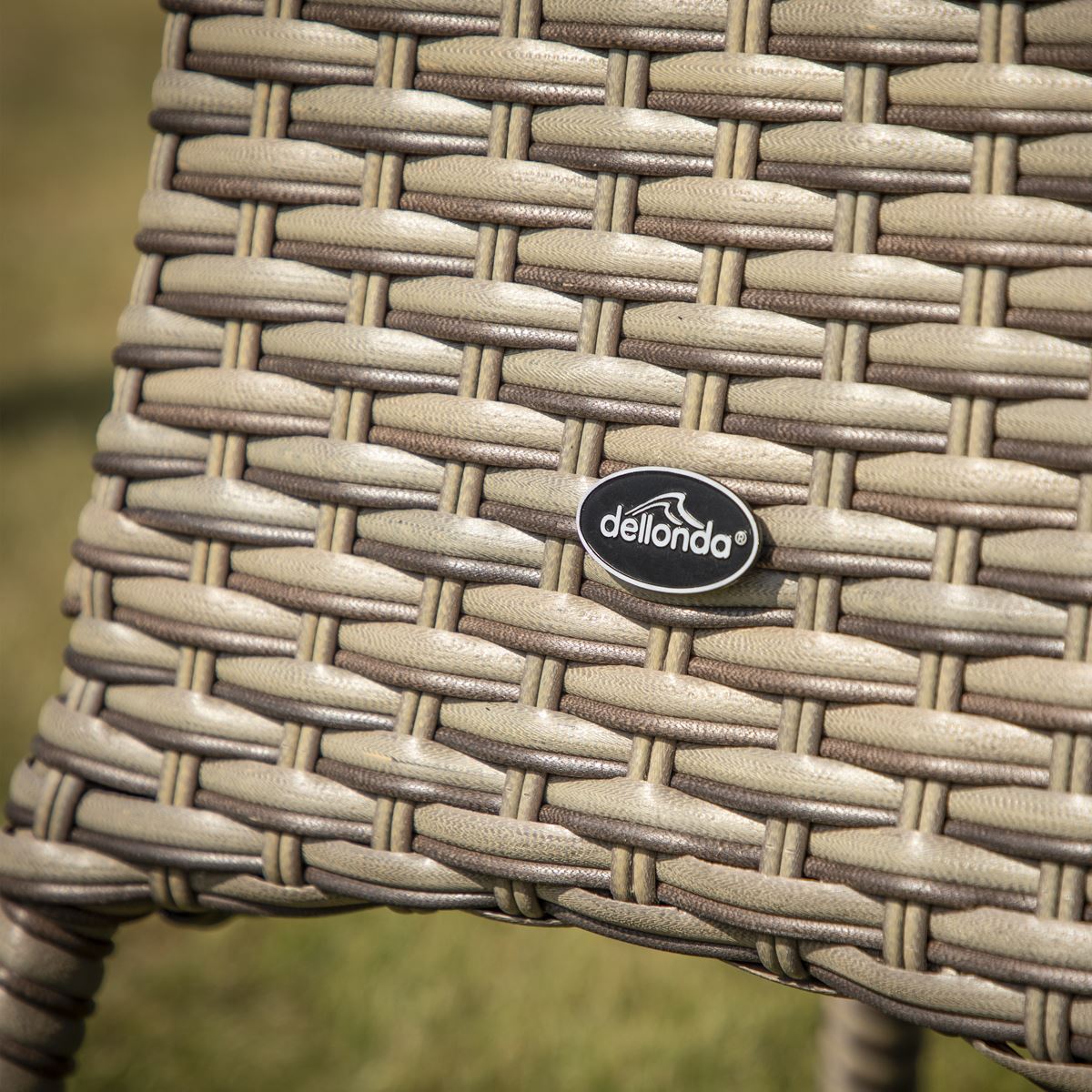 Dellonda Chester Rattan Wicker Outdoor Bistro Table w/Tempered Glass Top Brown