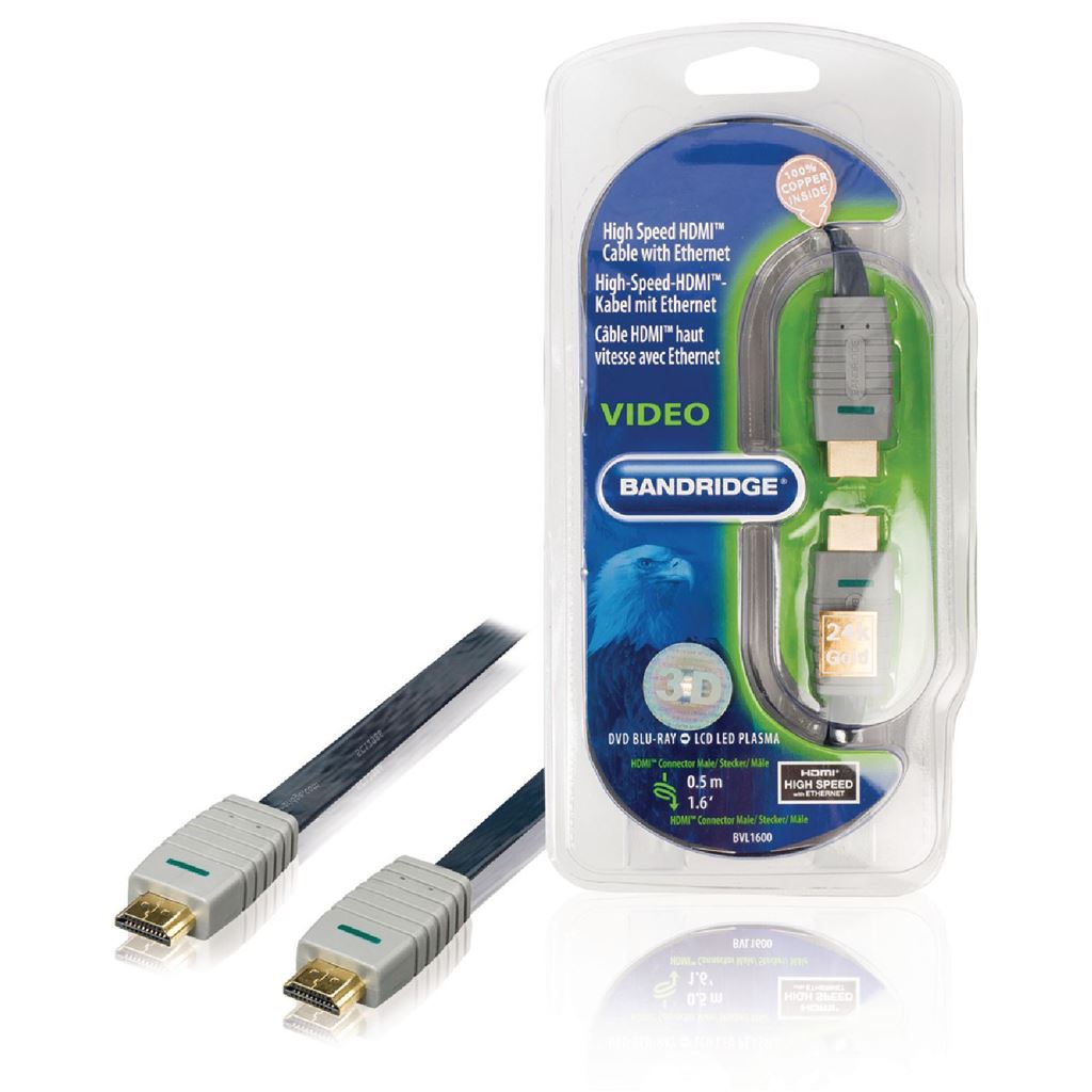 Bandridge High Speed HDMI Cable with Ethernet 0.5m