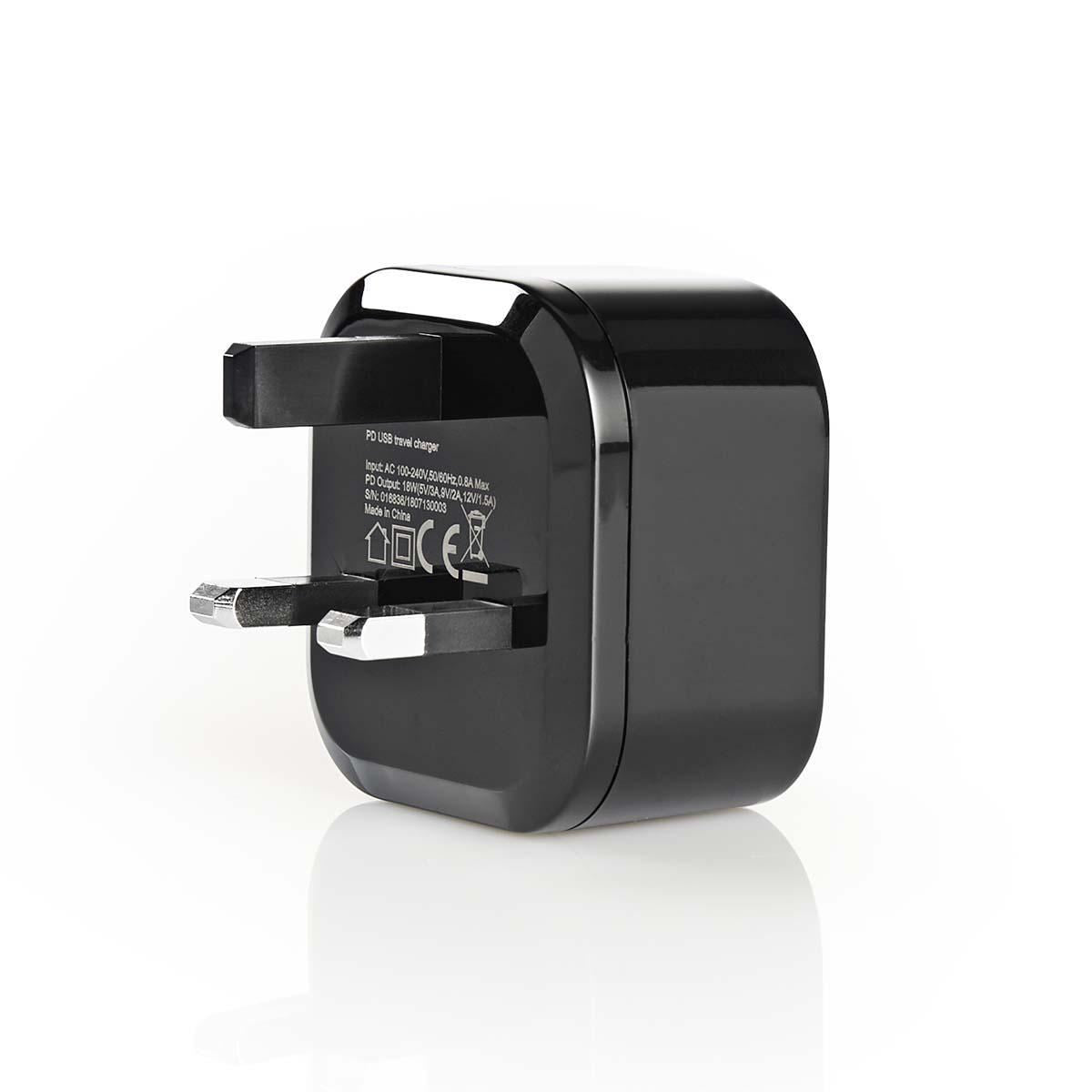 Nedis Wall Charger 3.0A USB-C Power Delivery 18W Black WCPD18W100BKUK