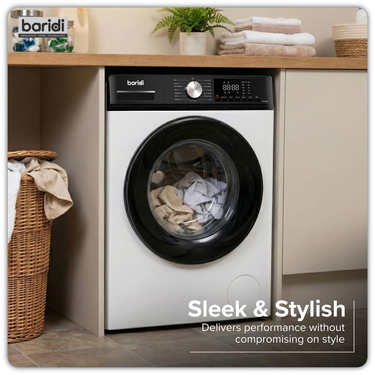 Baridi 8/5kg Washer Dryer, Front Loading, 1400rpm Energy Rating A � White DH263