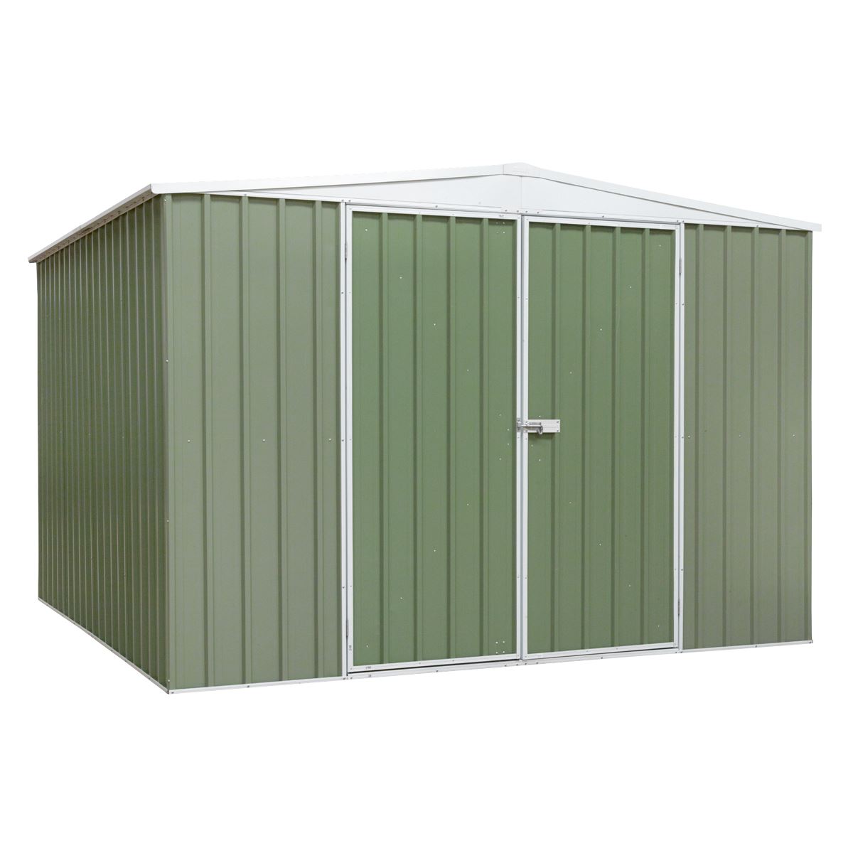 Dellonda Galvanised Steel Metal Garden/Outdoor/Storage Shed, 10FT x 10FT, Apex Style Roof - Green - DG116 DG116