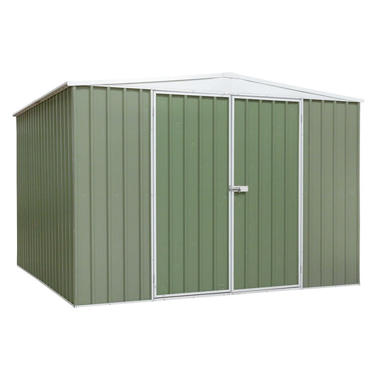 Dellonda Galvanised Steel Metal Garden/Outdoor/Storage Shed, 10FT x 10FT, Apex Style Roof - Green - DG116 DG116