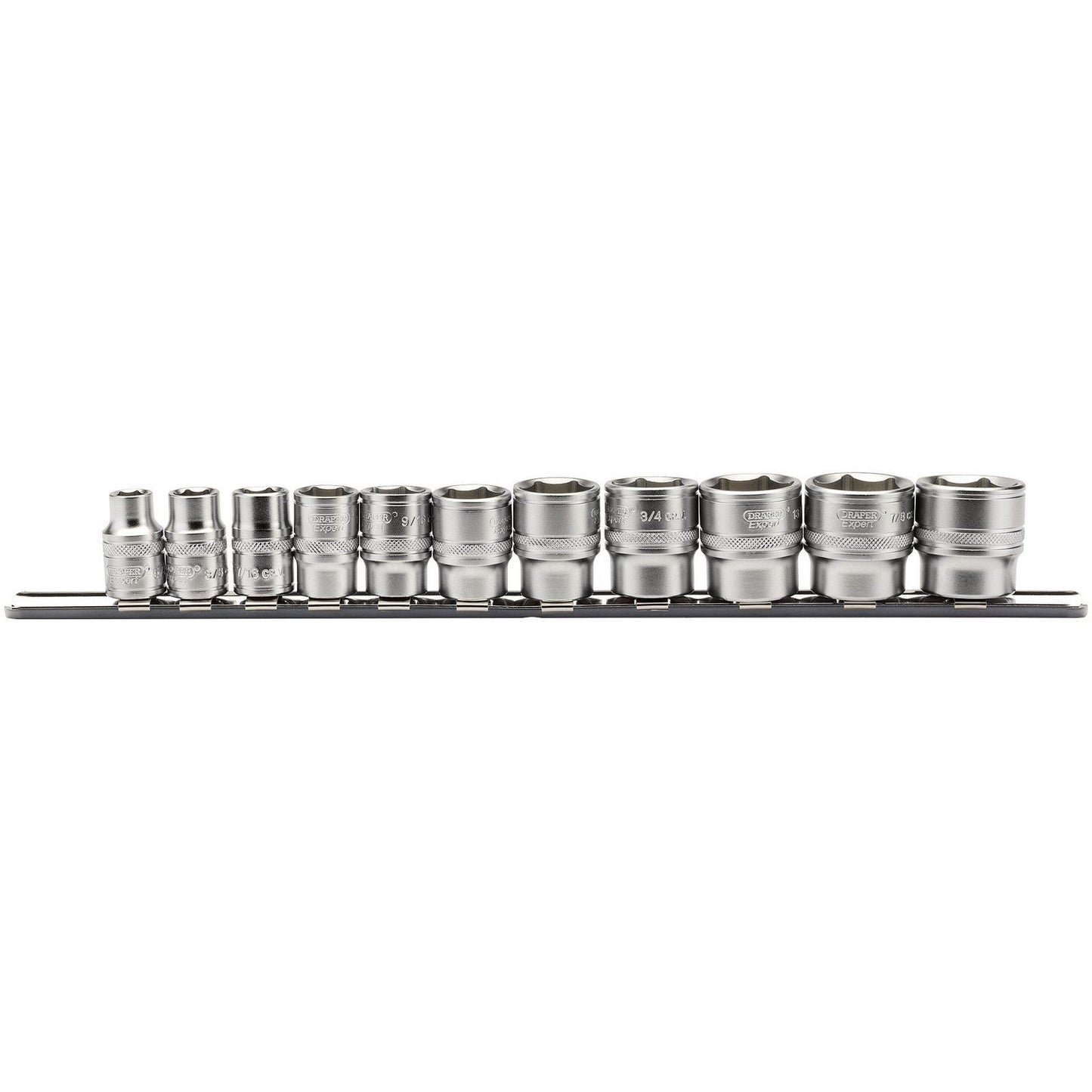 Draper 3/8" Square Drive Imperial Socket Set on Metal Rail (11 Piece) - 16493