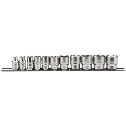 Draper 3/8" Square Drive Imperial Socket Set on Metal Rail (11 Piece) - 16493