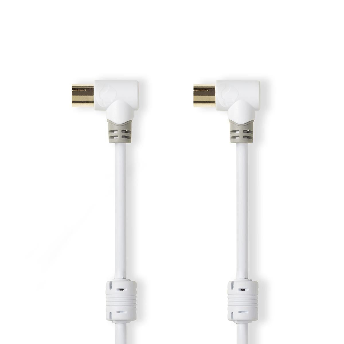Coax Cable 100dB IEC (Coax) Male Angled to IEC (Coax) Female Angled 10m White