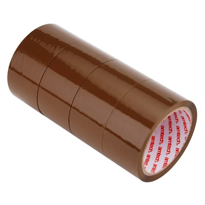 Amtech 4-pack of brown packing tape (50m x 48mm) - W8221