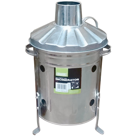 Draper Mini Galvanised Incinerator Bin Fire Burning Garden Waste Rubbish Wood - 53250