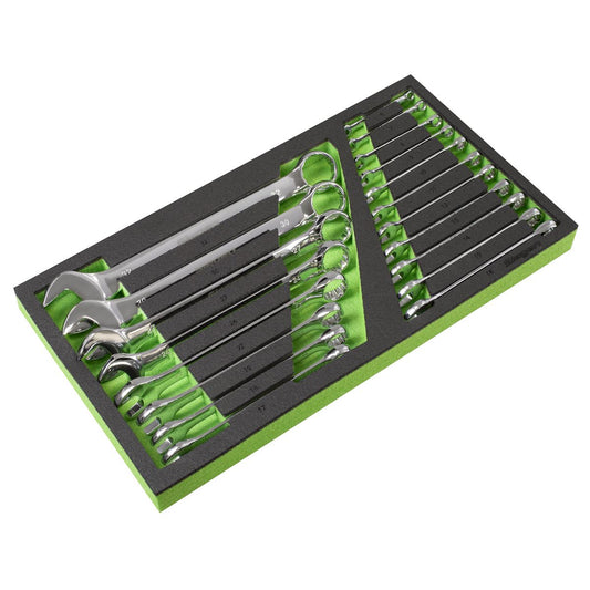 Sealey Siegen Tool Tray with Combination Spanner Set 19pc - Metric S01272