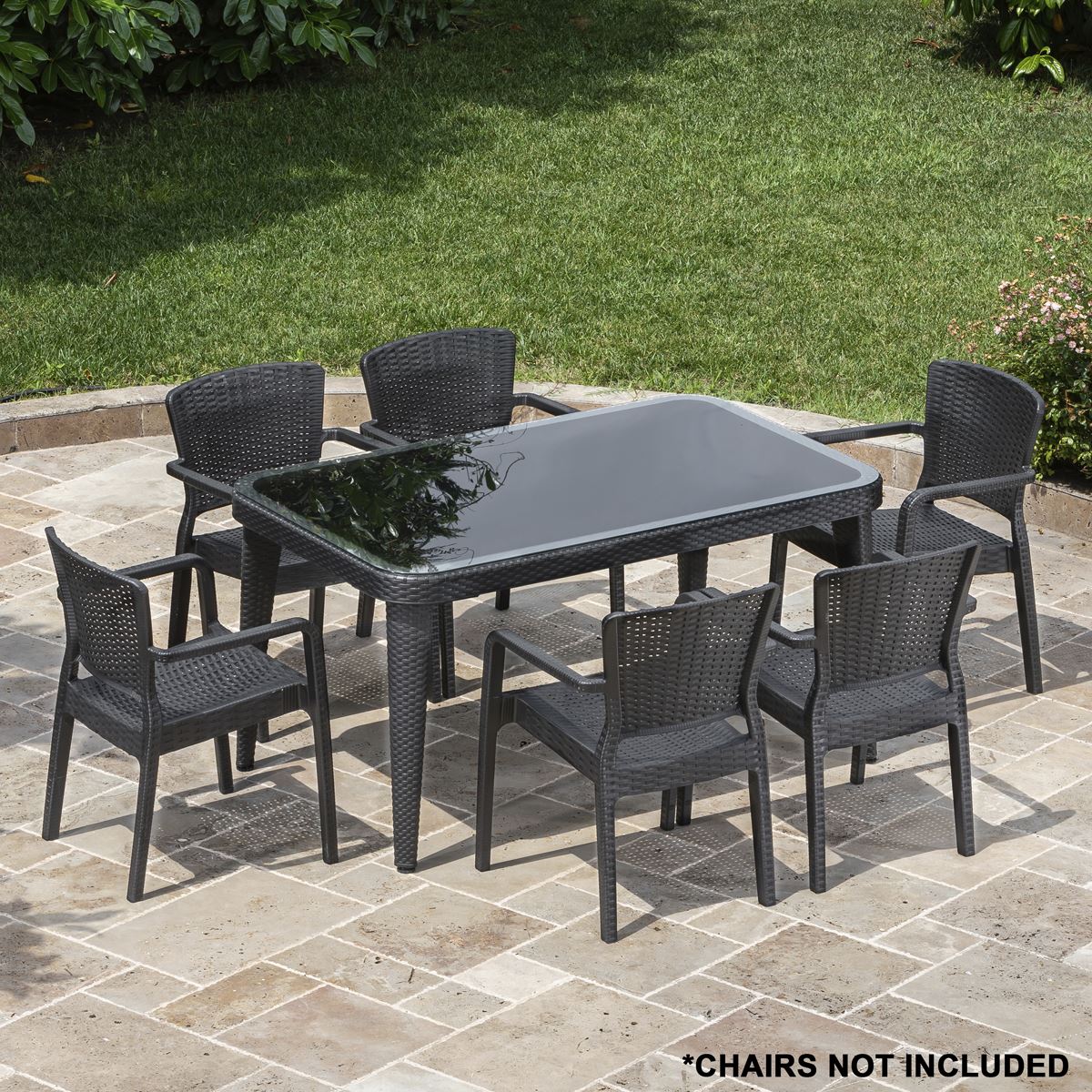 Sealey Dellonda Outdoor Dining Table Weather Resistant Body Glass Table 90x150cm DG209