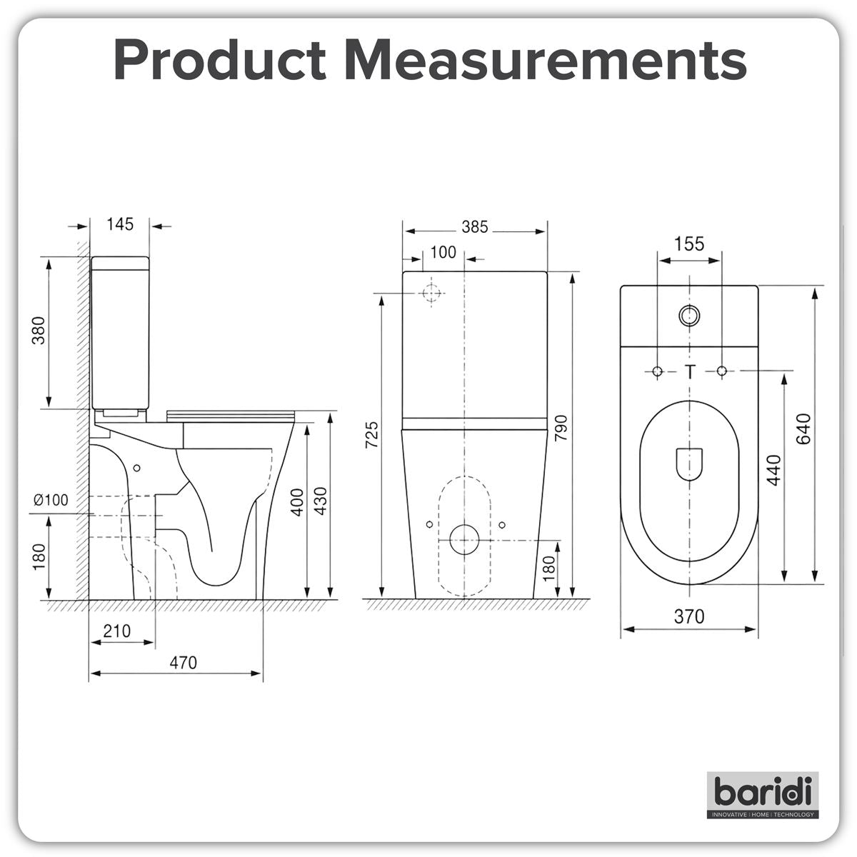 Baridi Close-Coupled Toilet Soft Close Seat, Dual Flush Cistern & Rimless Flush