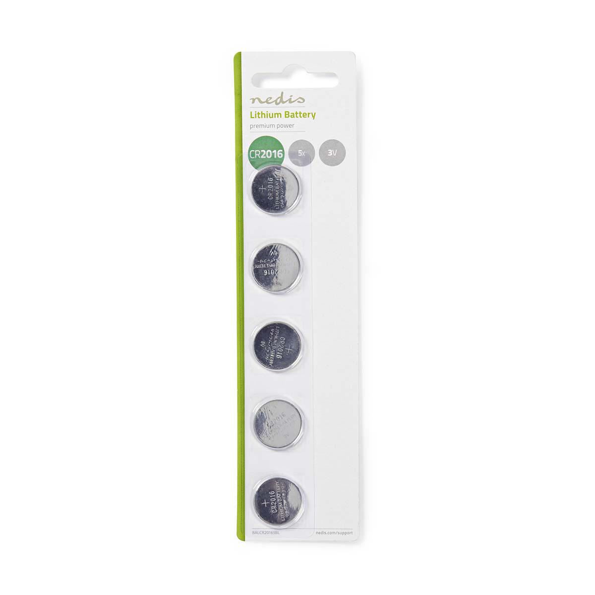 Nedis Lithium Button Cell Battery CR2016 3V 5 pieces Blister BALCR20165BL