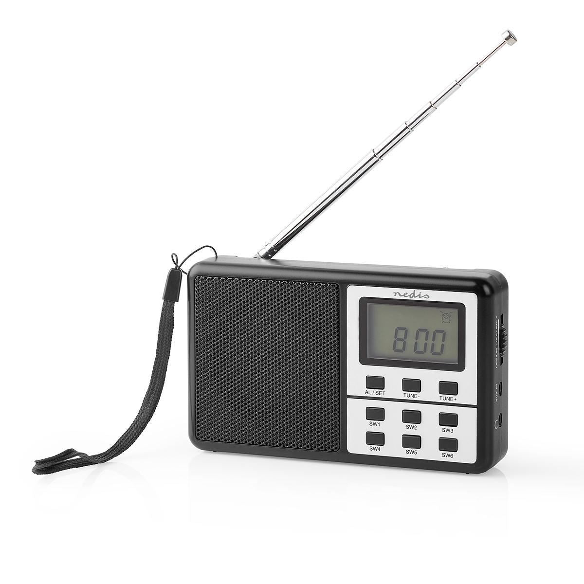 Nedis FM Radio 1.5W World Receiver Alarm Clock Black