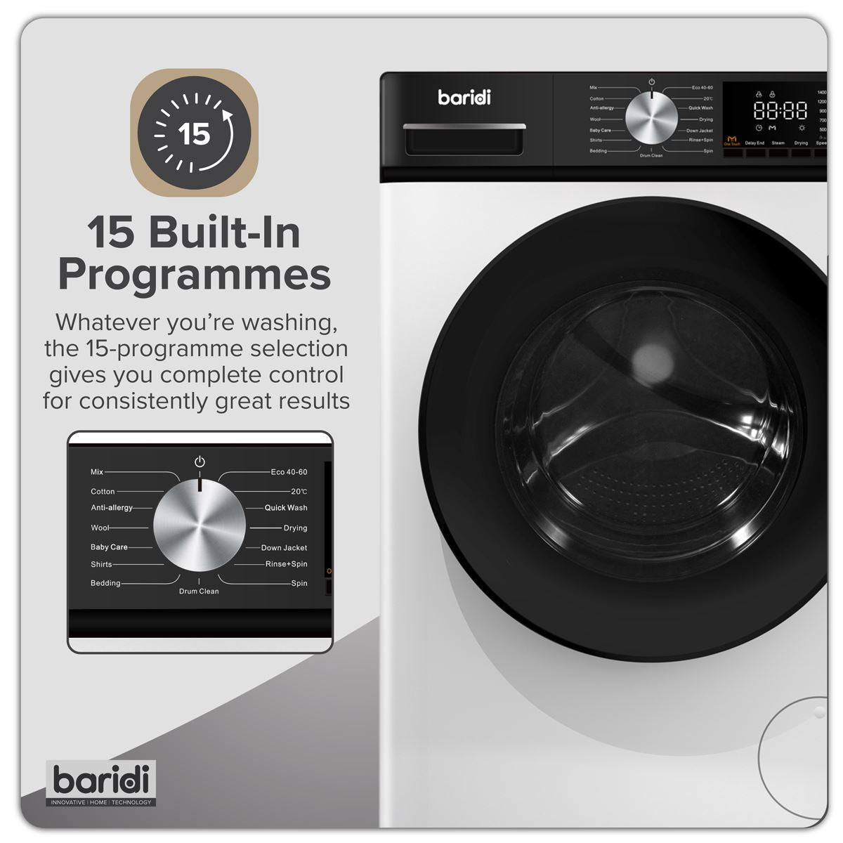 Baridi 8/5kg Washer Dryer, Front Loading, 1400rpm Energy Rating A � White DH263