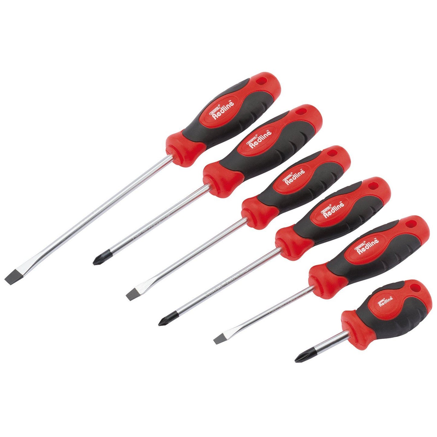 Soft Grip Screwdriver Set 4xSlot 1xPZ1 1xPZ2 (6 piece) | Draper Redline 68013