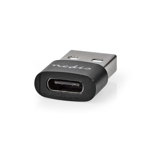 USB-A Adapter USB 2.0 USB-A Male USB-C Female 480 Mbps Round Nickel Plated Box