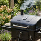 Dellonda Charcoal Grill BBQ Smoker and Trolley with 2 Side Shelves - Black DG283