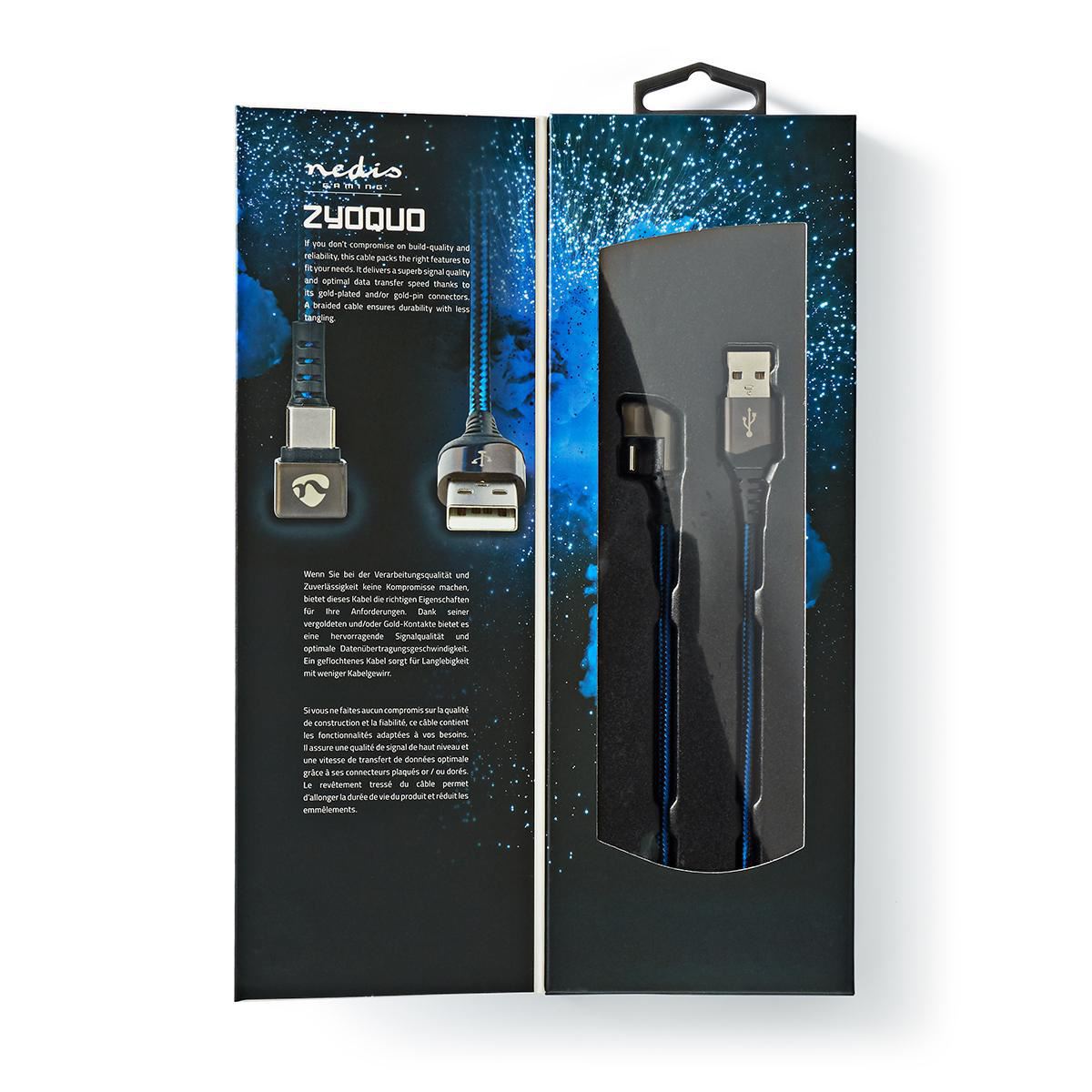 Nedis USB Cable USB 2.0 USB-A Male USB Type-C Male 480 Mbps Gold Plated 1m Round - GCTB60600BK10