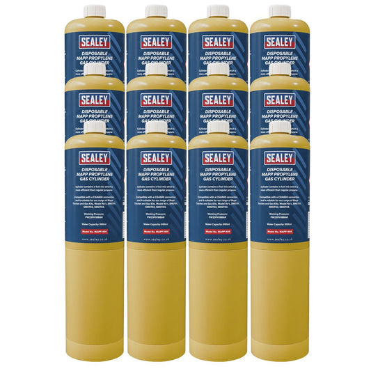 Sealey Disposable MAPP Propylene Gas Cylinder - Pack of 12 MAPP/40012