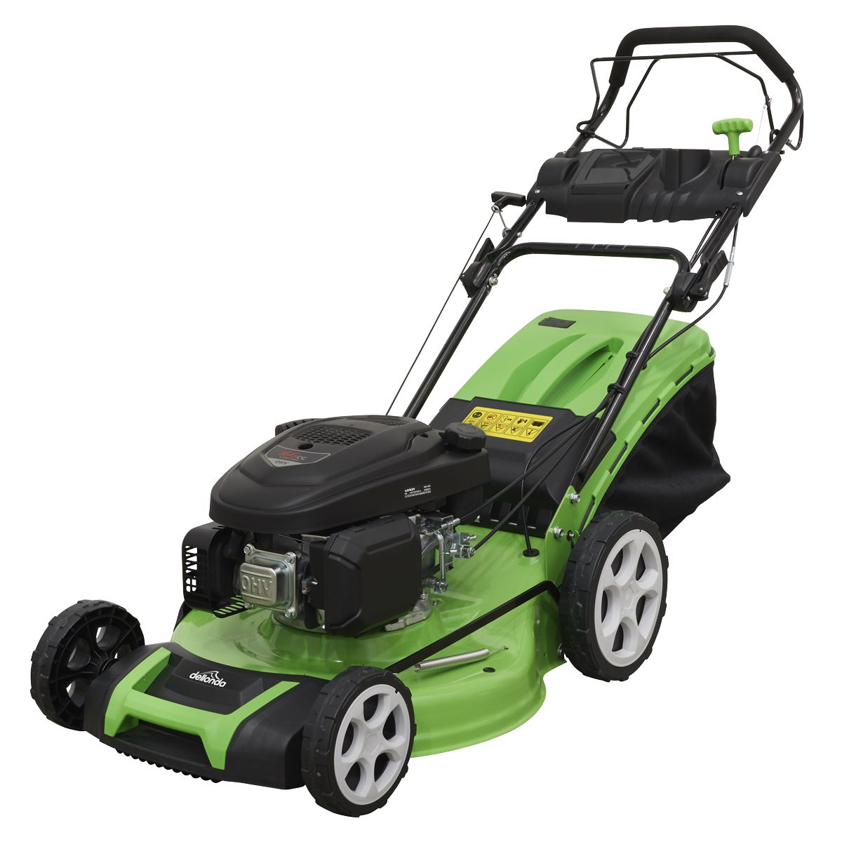 Dellonda Self Propelled Petrol Lawnmower Grass Cutter with Height Adjustment & Grass Bag 171cc 20"/51cm 4-Stroke Engine DG102