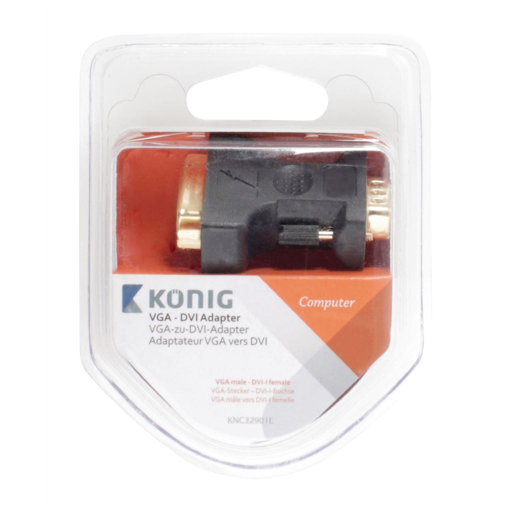 Konig VGA to DVI adapter VGA male to DVI-I female x1 grey