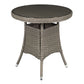 Dellonda Chester Rattan Wicker Outdoor Bistro Table w/Tempered Glass Top Brown