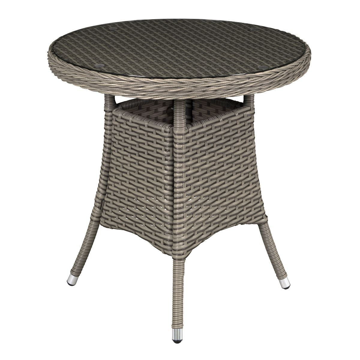 Dellonda Chester Rattan Wicker Outdoor Bistro Table w/Tempered Glass Top Brown