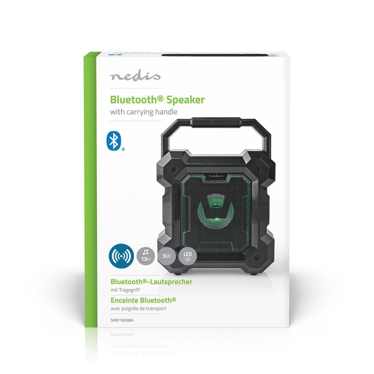 Nedis Bluetooth Speaker Battery play time up to 13 Hours 5W Mono & Microphone - SPBT1003BK