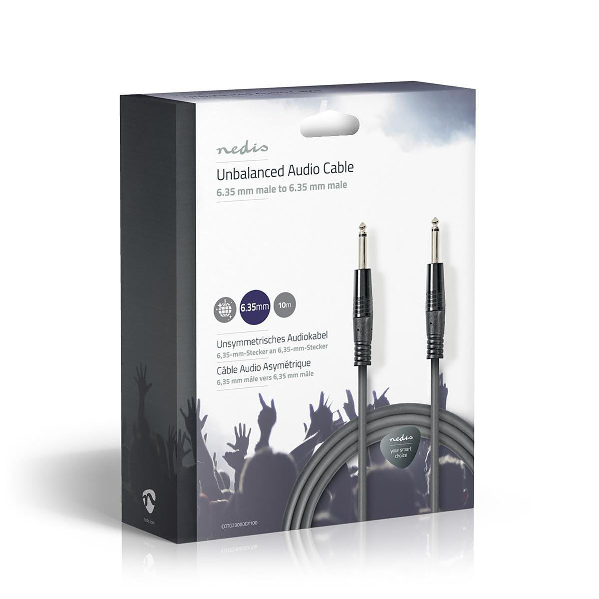 Nedis Unbalanced Audio Cable 6.35mm Male to 6.35mm Male 10m Grey COTG23000GY100